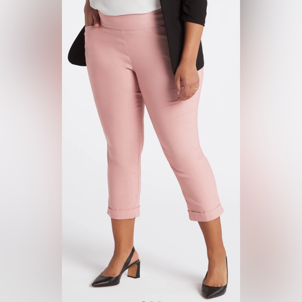 Tribal Fia Cuffed Cropped Trouser, Pink, Size 16W
